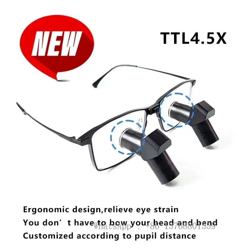 Burite New TTL4.5X Ergonomic Design 4.5X Ergo Prism Loupes Denta ENT Surgical IPD Customized Binocular Loupes（ERGO-TTL-4.5X)