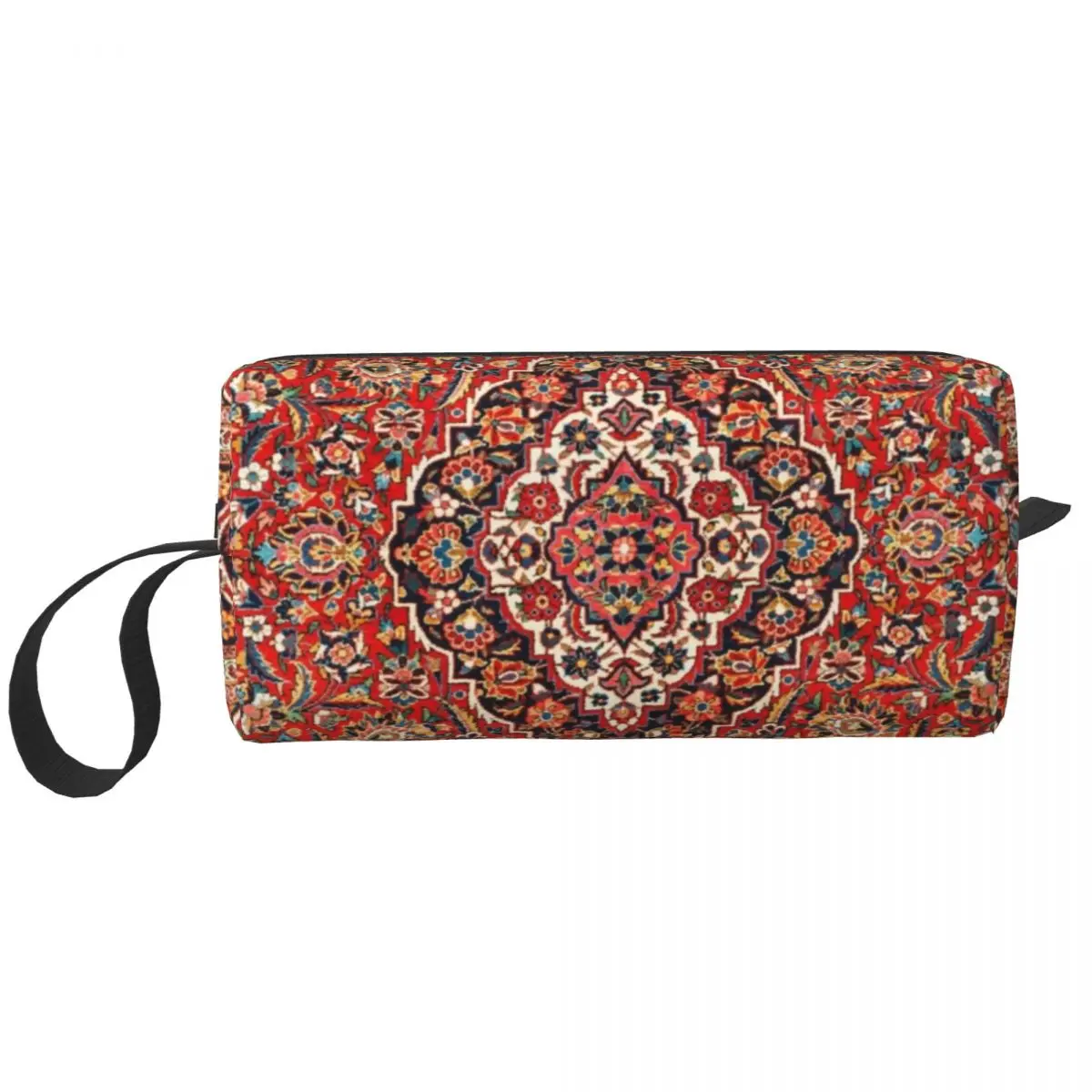 Kashan Antique Central Persian Rug Cosmetic Bag Big Capacity Boho French Aubusson Makeup Case Beauty Storage Toiletry Bags