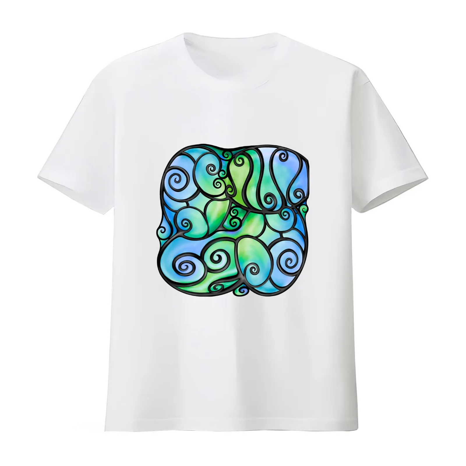 Swirly Bubbles in Blue T-Shirt Summer Casual Cotton Tee Oversized Streetwear Tops Vintage Graphic Print Unisex Men Women
