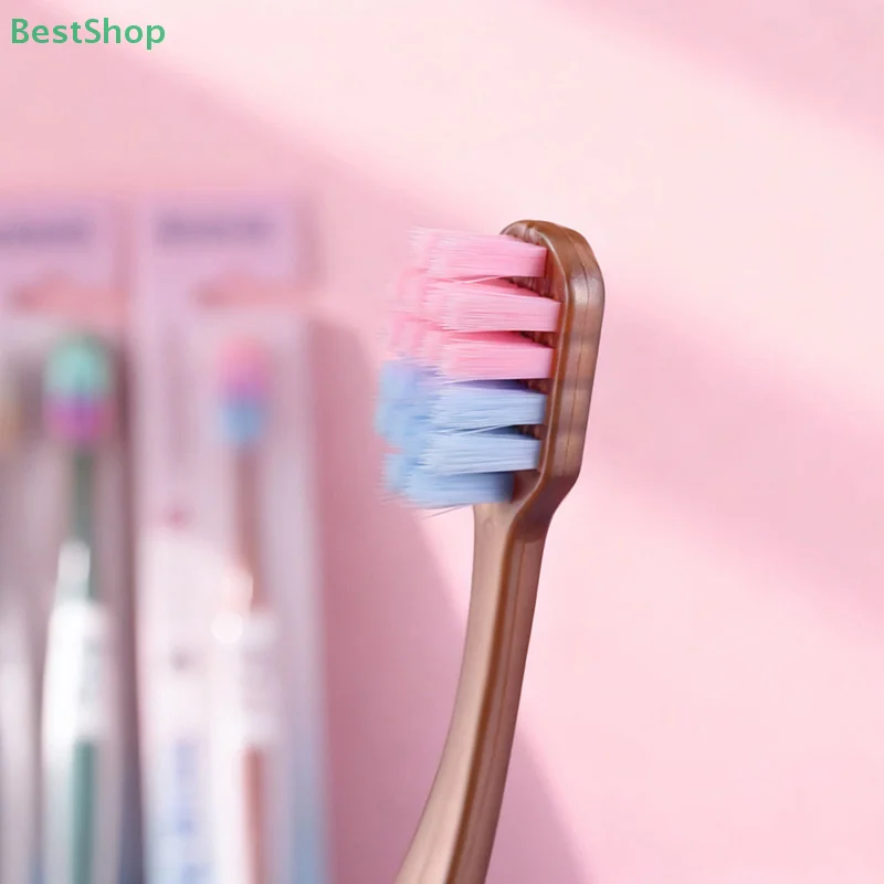 ♥ Escova de dentes adulta macia com furo quadrado de cabeça larga 4 unidades alça ergonômica, escolha ideal para viagens e hotéis