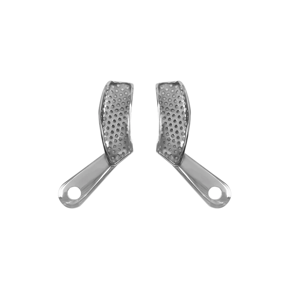 2pcs/Set Dental Impression Trays Stainless Steel Upper And Lower Metal Orthodontic Teeth Tray Holder Autoclavable Dentistry Tool