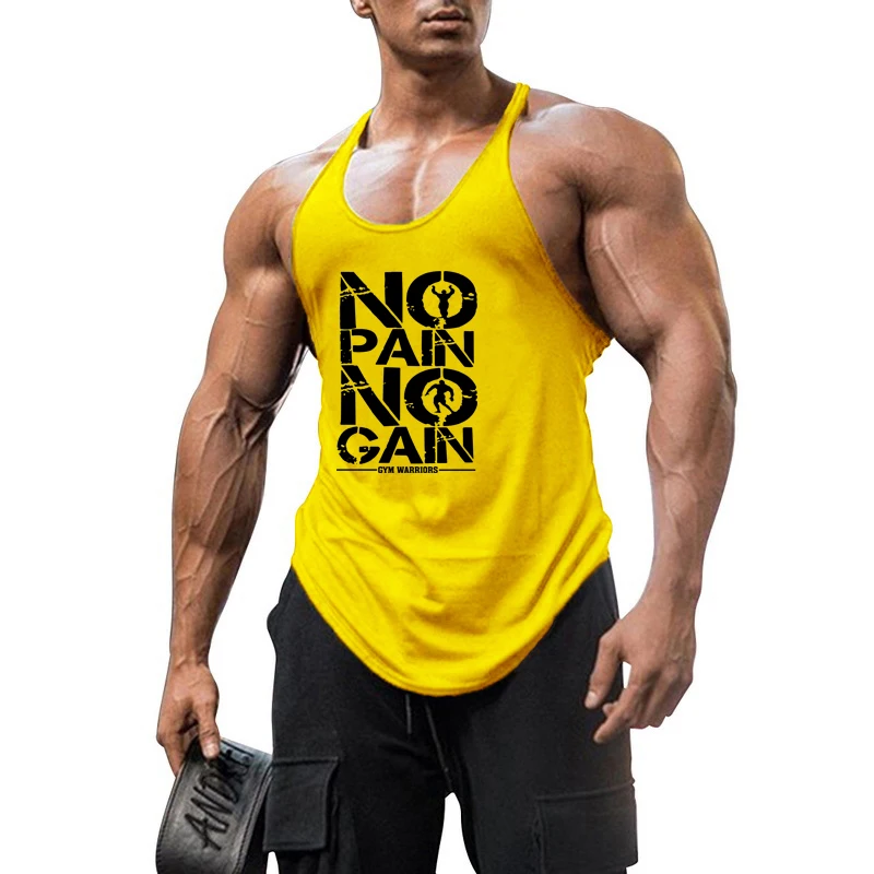 Summer Gym Tank Top Men Y Back Bodybuilding Clothing Cotton Sleeveless Shirt Fitness Vest Muscle Stringer Singlets Workout Tank