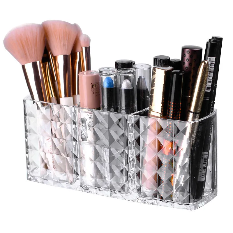 Acrylic Makeup Brush Holder Makeup Organizer Cosmetic Holder Lipstick Pencil Storage Container Transparent Storage Box Holder