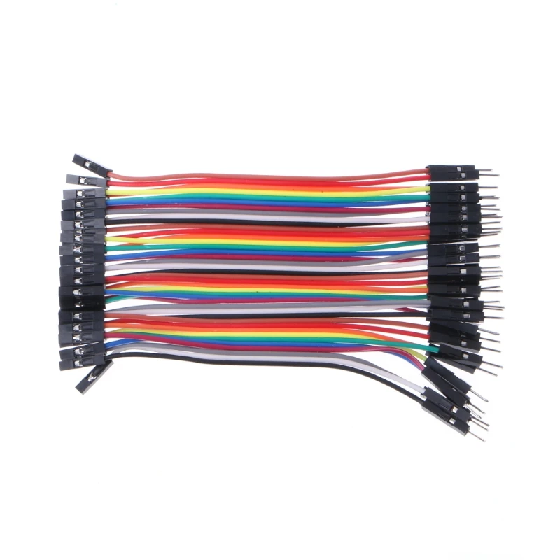 E7CD 40Pcs Cables M-F/M-M/F-F Jumper Breadboard Wire Colorful GPIO Ribbon for DIY Kit