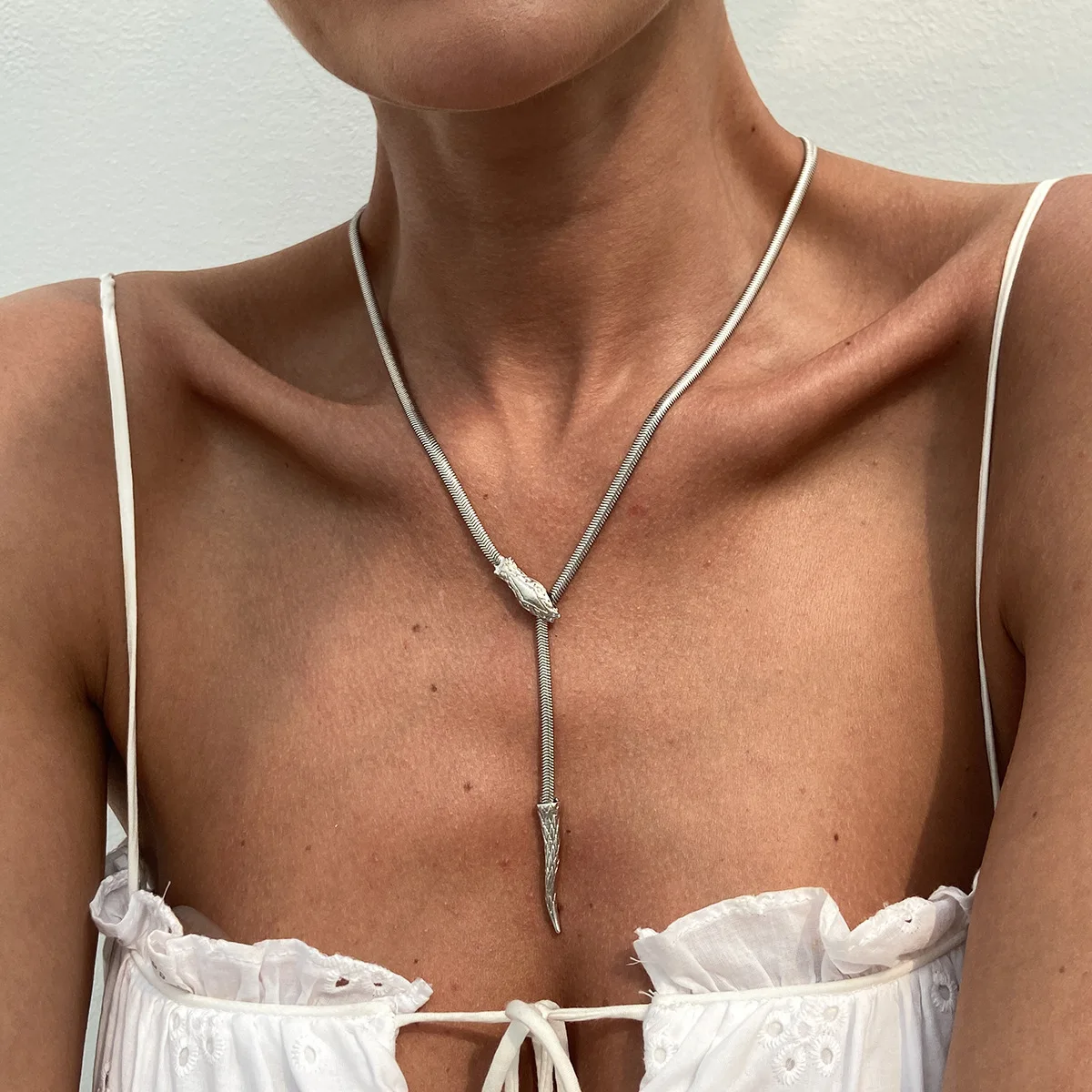 Necklace Long Tassel Snake Chain Adjustable Drawstring with Strong Rose Gold Alloy for Women Daily Office Versatile Wear