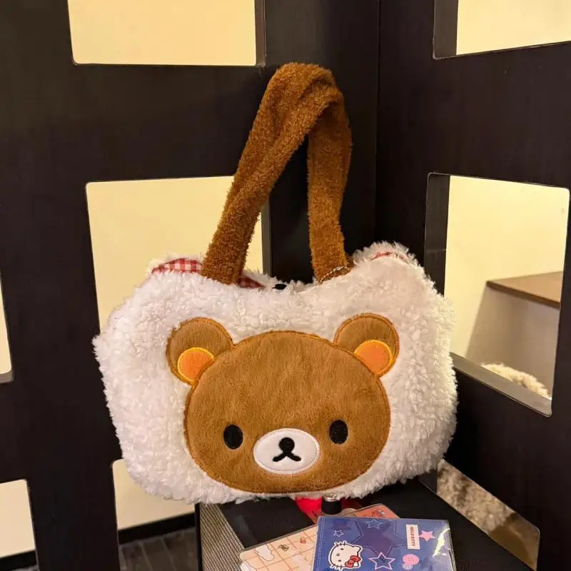 

Autumn/Winter Fashion New Style Japanese And Korean Original Cartoon Plush Bear Doll Style Horizontal Square Handheld Women Bags
