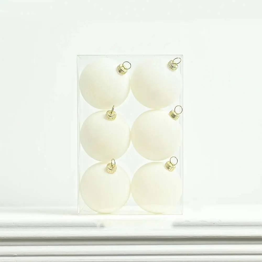 

6pcs 6cm Flocked Christmas Ball Pendant Reusable Elegant Xmas Tree Hanging Ornament Shatterproof Christmas Hanging Balls Set