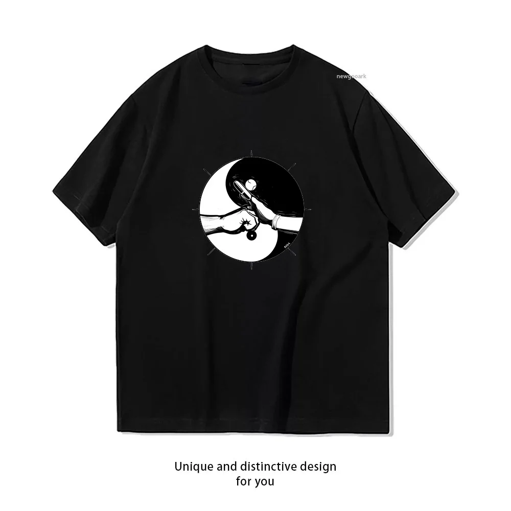 Yin Yang Balance Harmony Art Design T-Shirt Print  Casual Cotton Short Sleeve Tee for Men Women