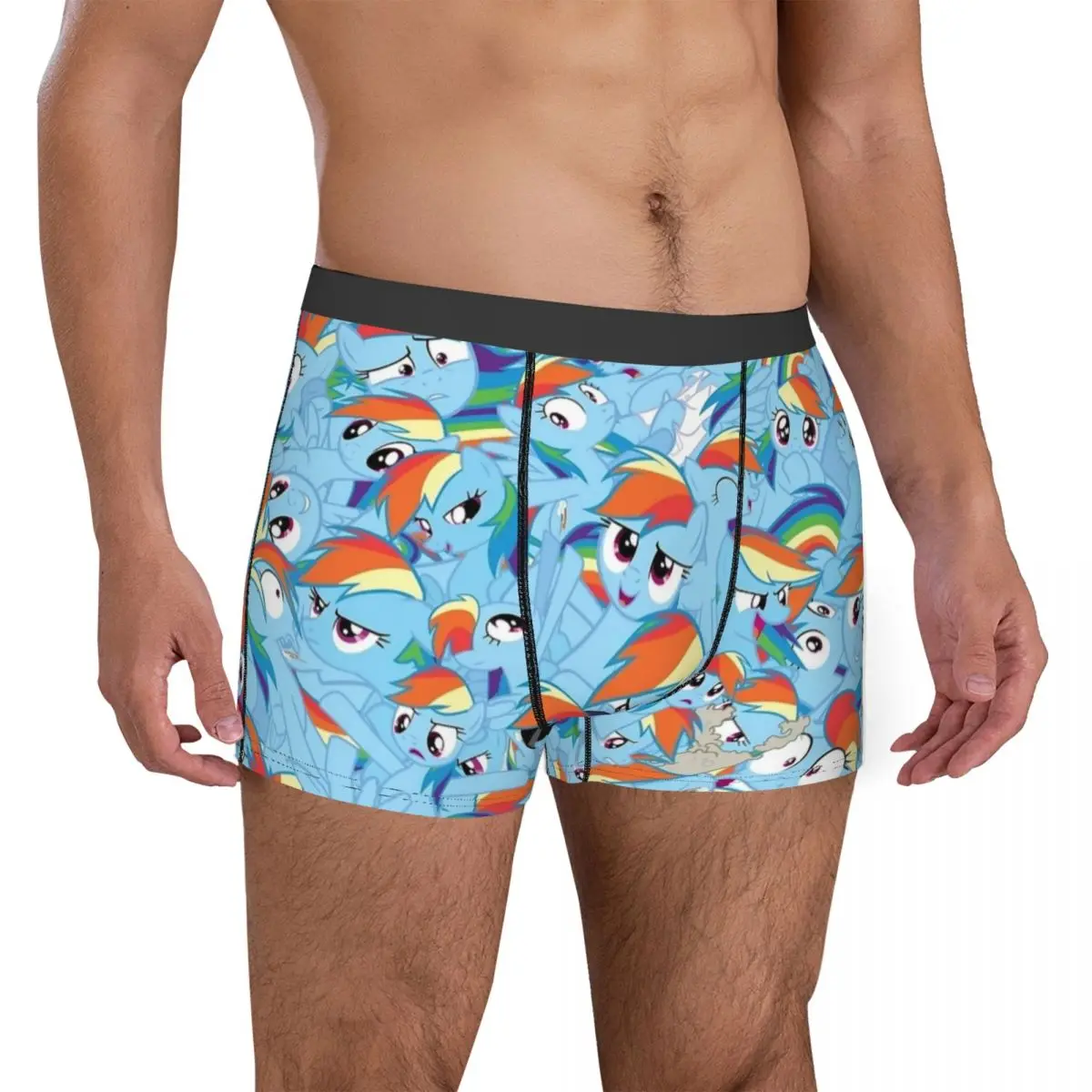 Calzoncillos Bóxer con dibujos animados para hombre, ropa interior transpirable, con diseño de Rainbow Dash Mess MLP, novedad, S-XXL