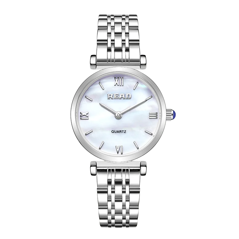 READ Women Analog Quartz Wrist Watch | Silver Stainless Steel Band | 30M Waterproof | Butterfly Clasp Elegant Ladies Dress Watch