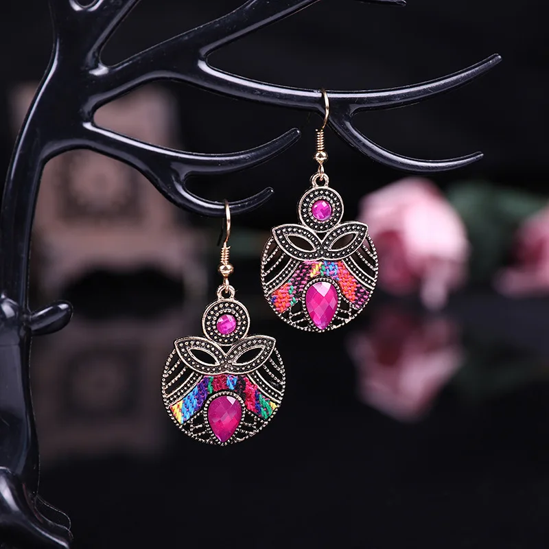 Boucles d'Oreilles en Alliage de Théâtre, Bijoux de Personnalité Super Scintillant, en Résine, Style Ethnique, Géométrie, Or Ancien, 1 $, Frais de Port Gratuit, Argent 925