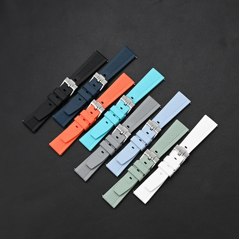 Жидкий силиконовый ремешок 20 мм 22 мм, мягкий спортивный водонепроницаемый быстросъемный ремешок для дайвинга для мужчин и женщин, универсальный сменный ремешок, аксессуары для часов