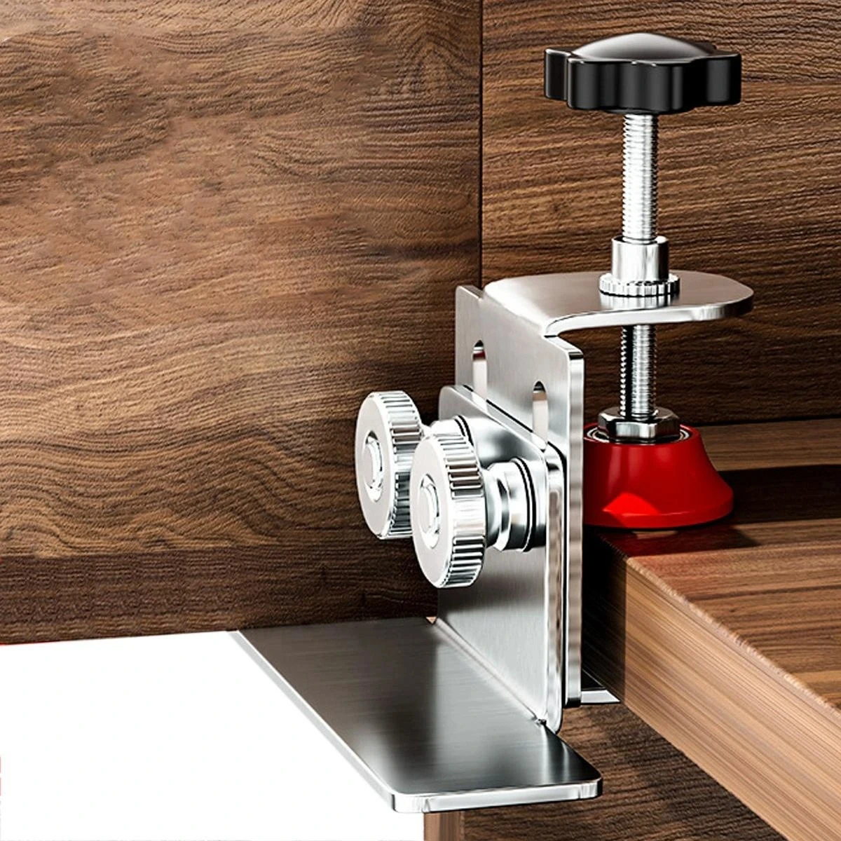 1/2Pcs Cabinet Door Mounting Jig, Stainless Steel Frame Clamp for Household Hidden Door Installation - Woodworking Tool