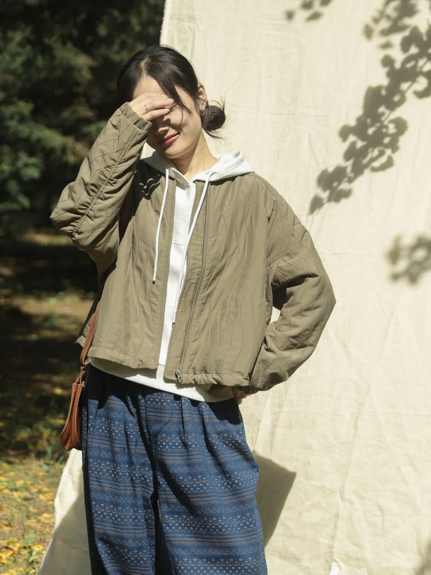 

Autumn Valley Baseball Collar Casual Jaet Women's 2025 New Loose Japanese Sle Versatile Top Long Sve Zipper ort Cott...