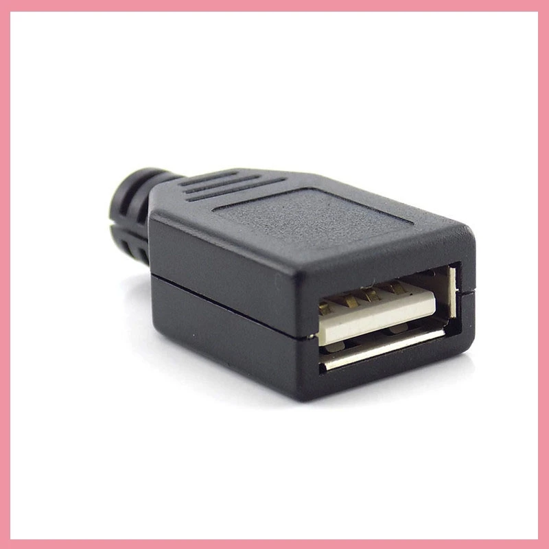 4 Pin USB 2.0 Type A Female Plug Socket Connector Black Plastic Cover Solder Type DIY Connector cable B6