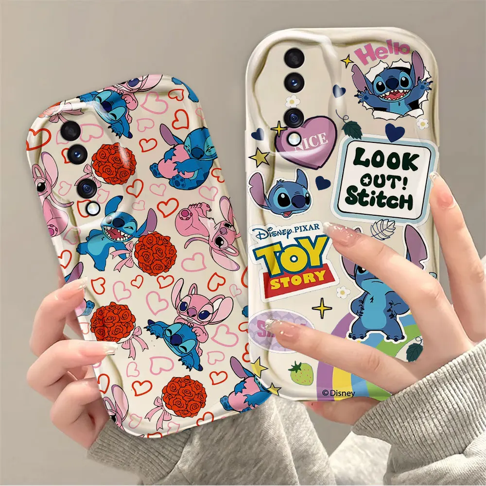 Disney Baby Lion Stitch Angel 3D Wave Phone Case For HUAWEI P30 P40 MATE 30 40 NOVA 5T 7 9 10 11 HONOR 20 50 90 X50I Case Funda