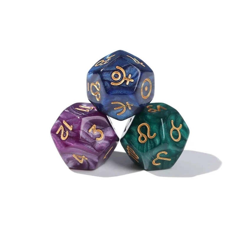 

3 Pieces of Multi-Color 12-Sided Resin Dice Astrology Tarot Horoscope Divination Many Styles Price Reduction-CLEARANCE SALE