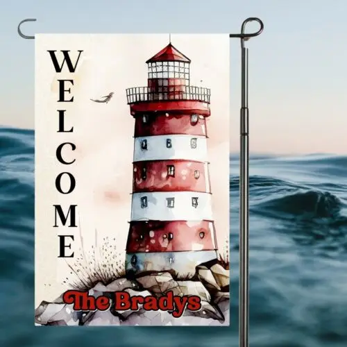 Lighthouse Garden Flag, Personalized, Garden Flag, Name Garden Flag, Ocean Decor