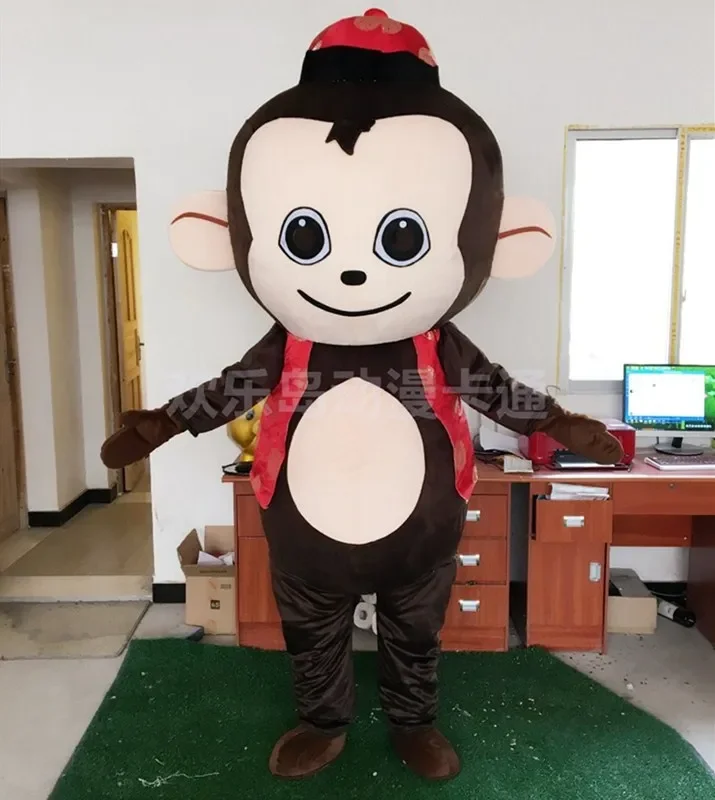 

Lovely Monkey Mascot Costume Mammon The God of Wealth Cartoon Mascot Costumes for Adult Unisex Halloween Christmas Fancy Party