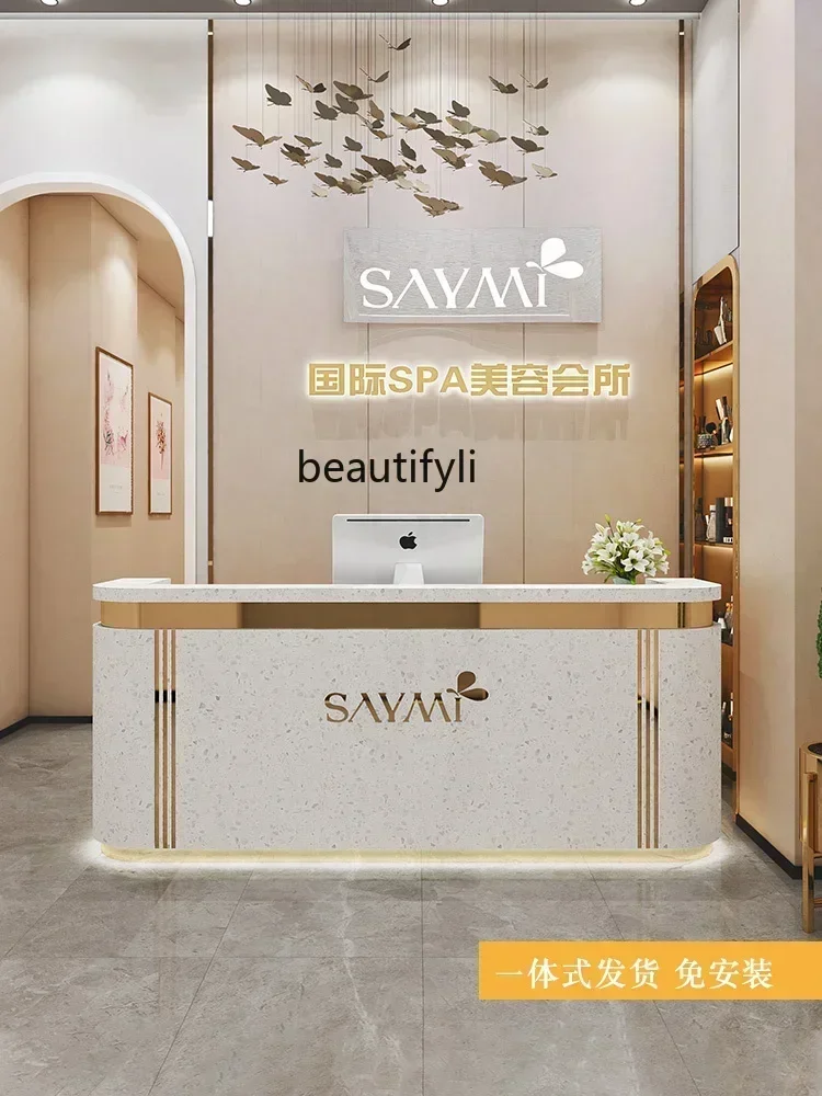 06Beauty Salon Clothing Store Cashier Bar Counter Small Simple Modern Company Light Luxury Arc Hotel Reception Front Desk