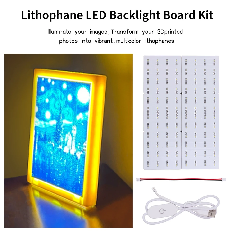 For Bambu Lab Lithophane LED Backlight Board Kit P1P P1S X1 X1C X1E A1 A1mini 3D Printer DIY Lithophane Photo Model for Bamboo