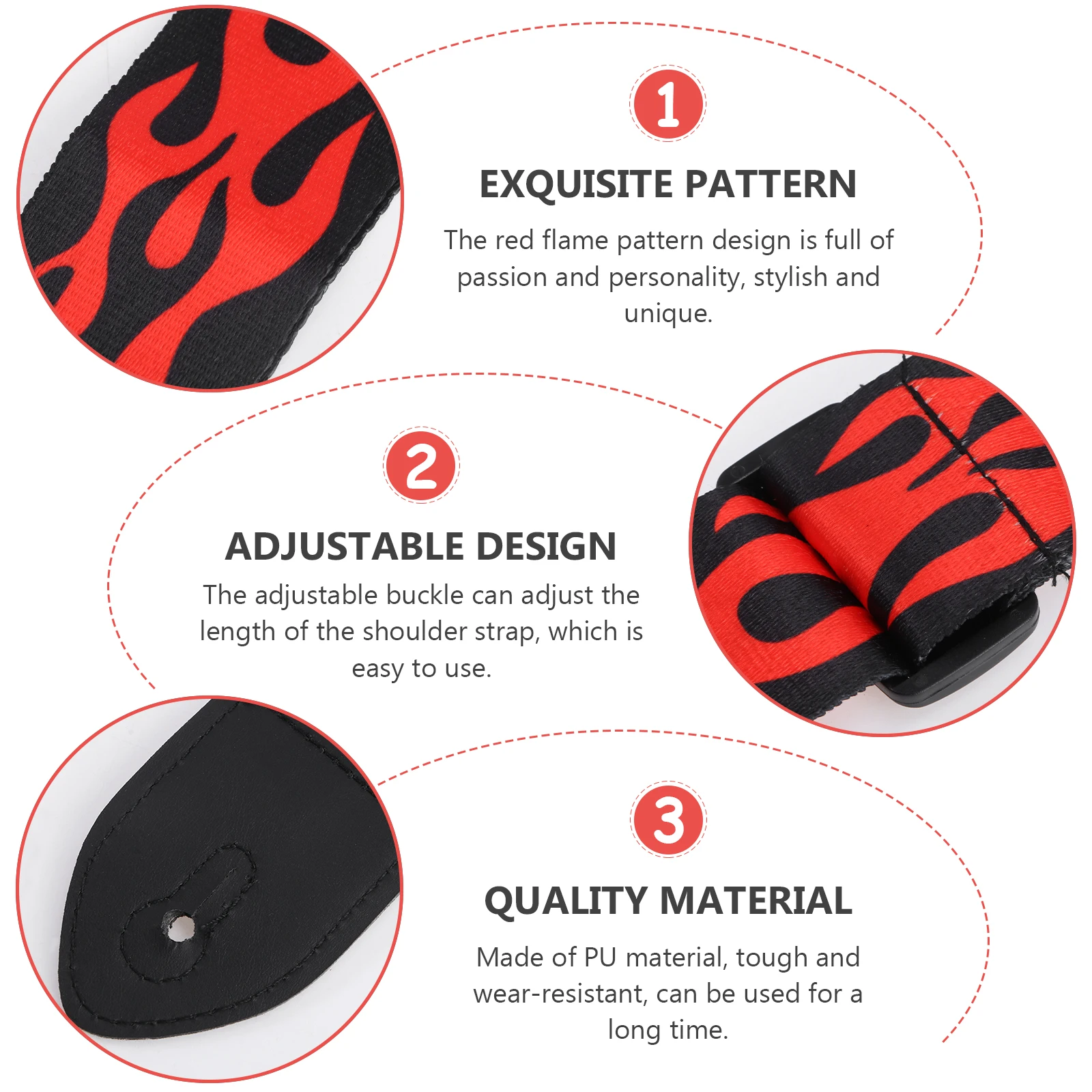 

Adjustable 2 Inch Guitar Heavy Duty Flame Pattern Comfortable Wide Shoulder Strap Durable Ends Fit Acoustic Bass