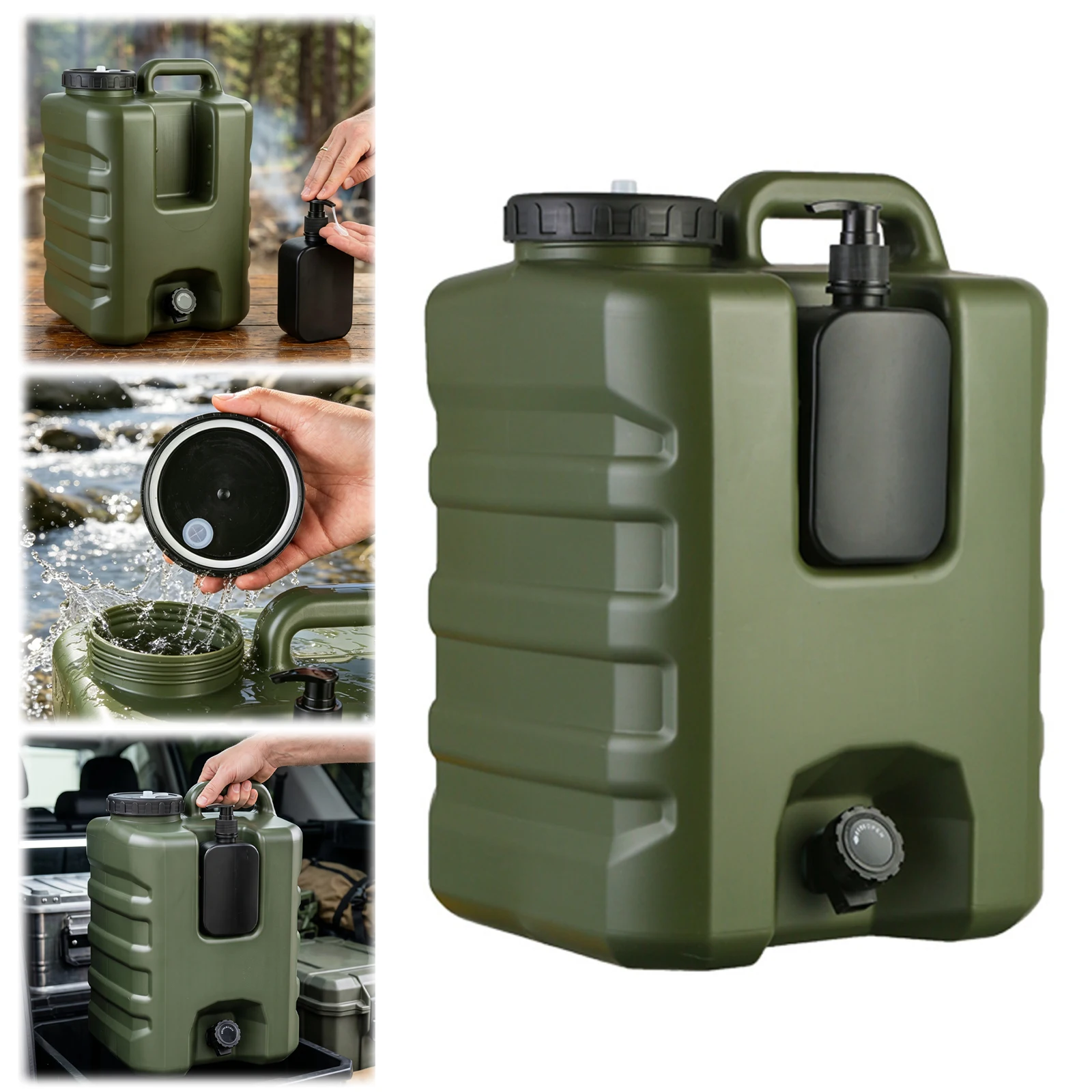 20L Camping-Wasserbehälter mit Zapfhahn, multifunktionale Wasserspeicherbehälter, auslaufsicher für Notfallaufbewahrung, Outdoor-Wandern