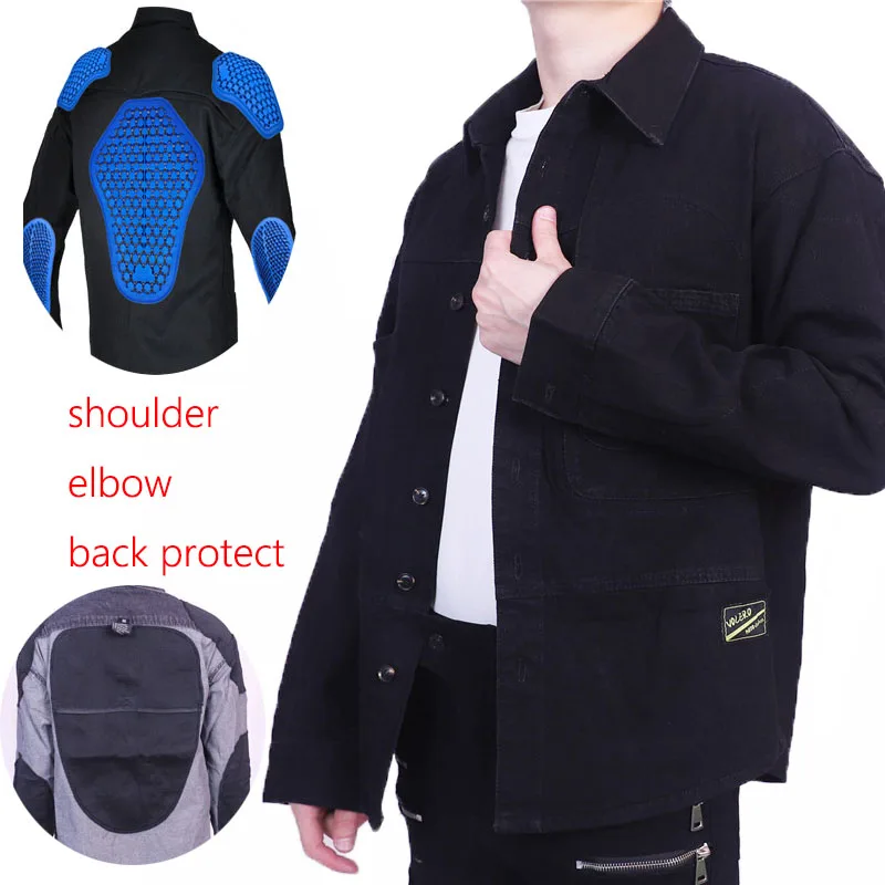 Unisex Summer Motorcycle Riding Jacket Denim Motorbike Protective Coat with 5pcs Pads for Men And Women