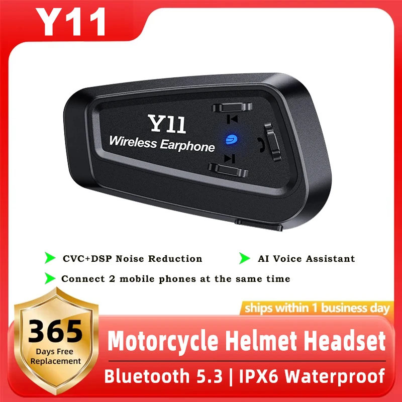 

Y11 Наушники для мотоциклетного шлема IPX6 Водонепроницаемые Автоматический ответ Bluetooth 5.3 Музыкальный плеер 500 мАч Батарея Шумоподавление