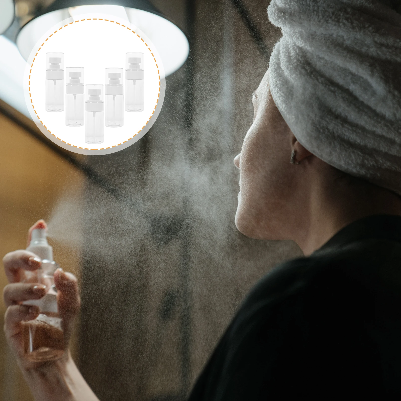 

5Pcs Travel Spray Bottle Set Compact Fine Mist Spray Bottles for Cosmetics Hair Perfume on-The-Go Lightweight Clear Refillable