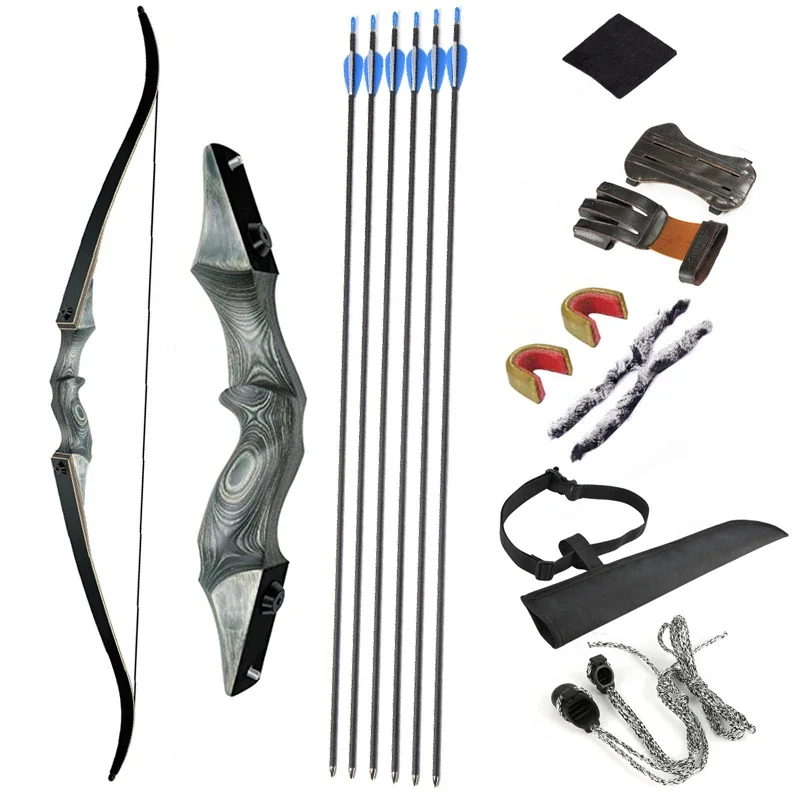 60inch 30-60lbs Archery Recurve Bow Black Hunter Bow Lamination Bow Limbs Right /Left Hand Outdoor Sports Hunting Accessories