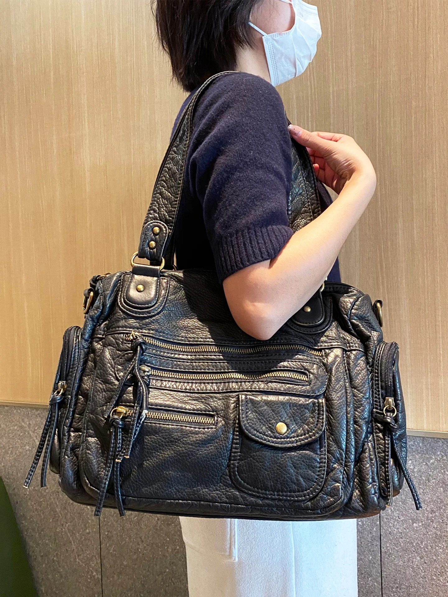 

Ультрамягкая кожаная сумка-тоут на плечо, стильная городская сумка для поездок на работу, с молнией, большой вместимости, повседневная сумка через плечо