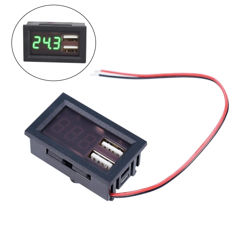 2024 New LED Digital Display Voltmeter Mini Voltage Meter Battery Tester Panel For DC 12V Car Motorcycle Vehicle USB 5V 2A