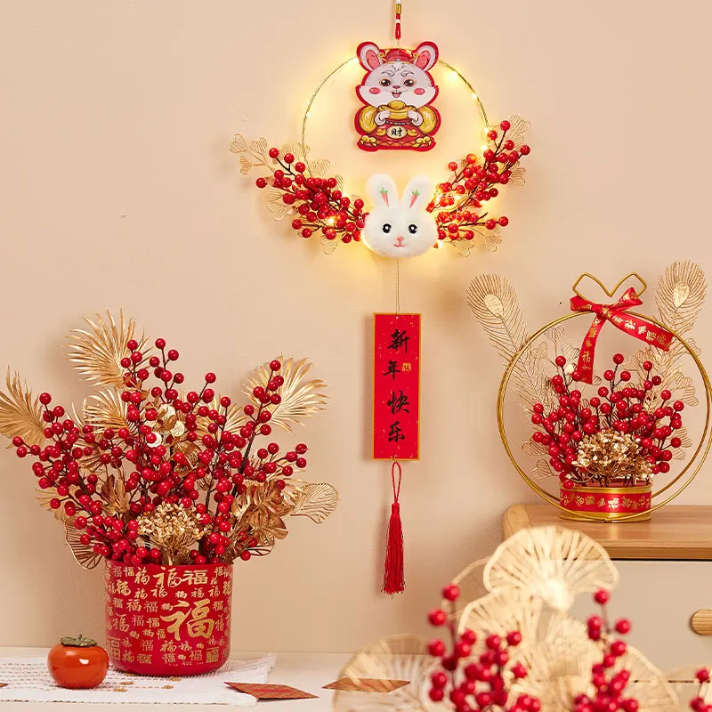 New Year decorations decorate the living room ornaments, blessing ornaments, festive Year of the Rabbit, Spring Festival pendant