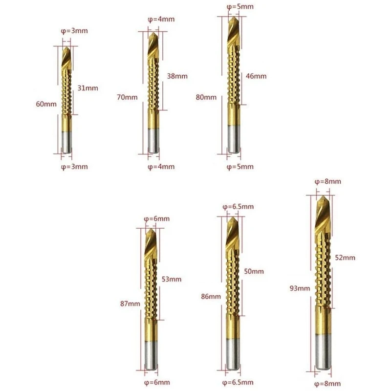 6Pcs Cobalt Drill Bit Set Hole Saw Grooving Set Woodworking Sawtooth Drill Slotted Drill