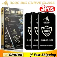 300CC Big Curve Tempered Glass for IPhone 16 11 12 13 14 15 Pro Max 16 Plus ESD Anti-Static Screen Protector for IPhone XR X XS
