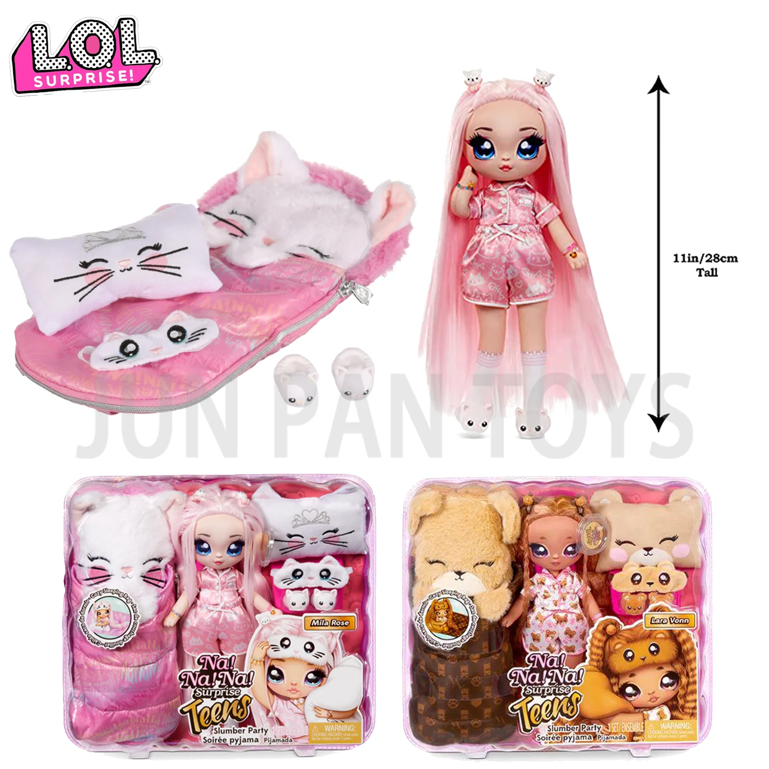 na-na-na-surprise-teens-slumber-party-mila-rose-kitten-lara-vonn-figura-de-juguete-de-osito-de-peluche-pijama-suave-para-ninas-set-de-juego