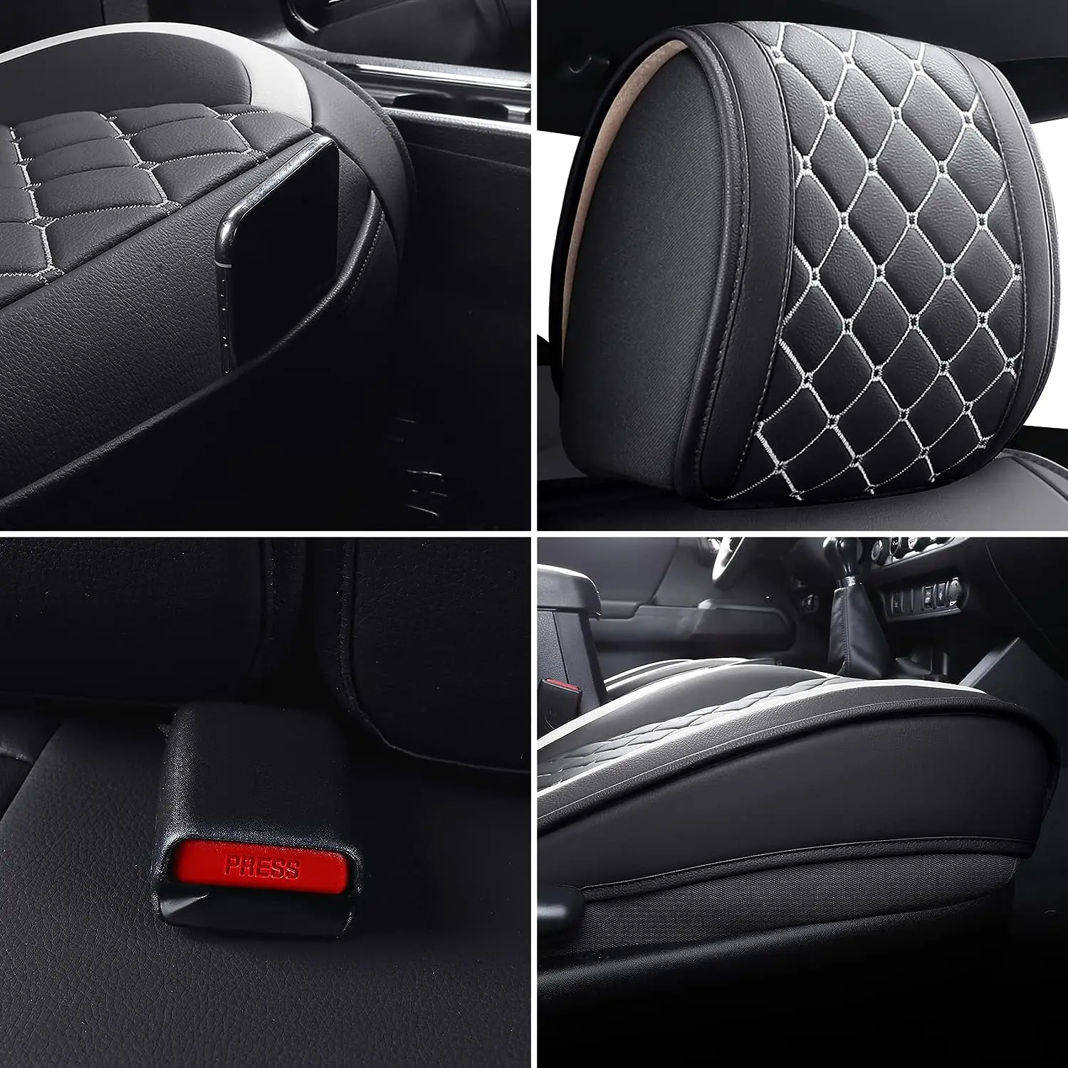 Seat Covers Full Set Durable Waterproof Leather for Pickup Truck Fit for Ford Ranger 2019 to 2024