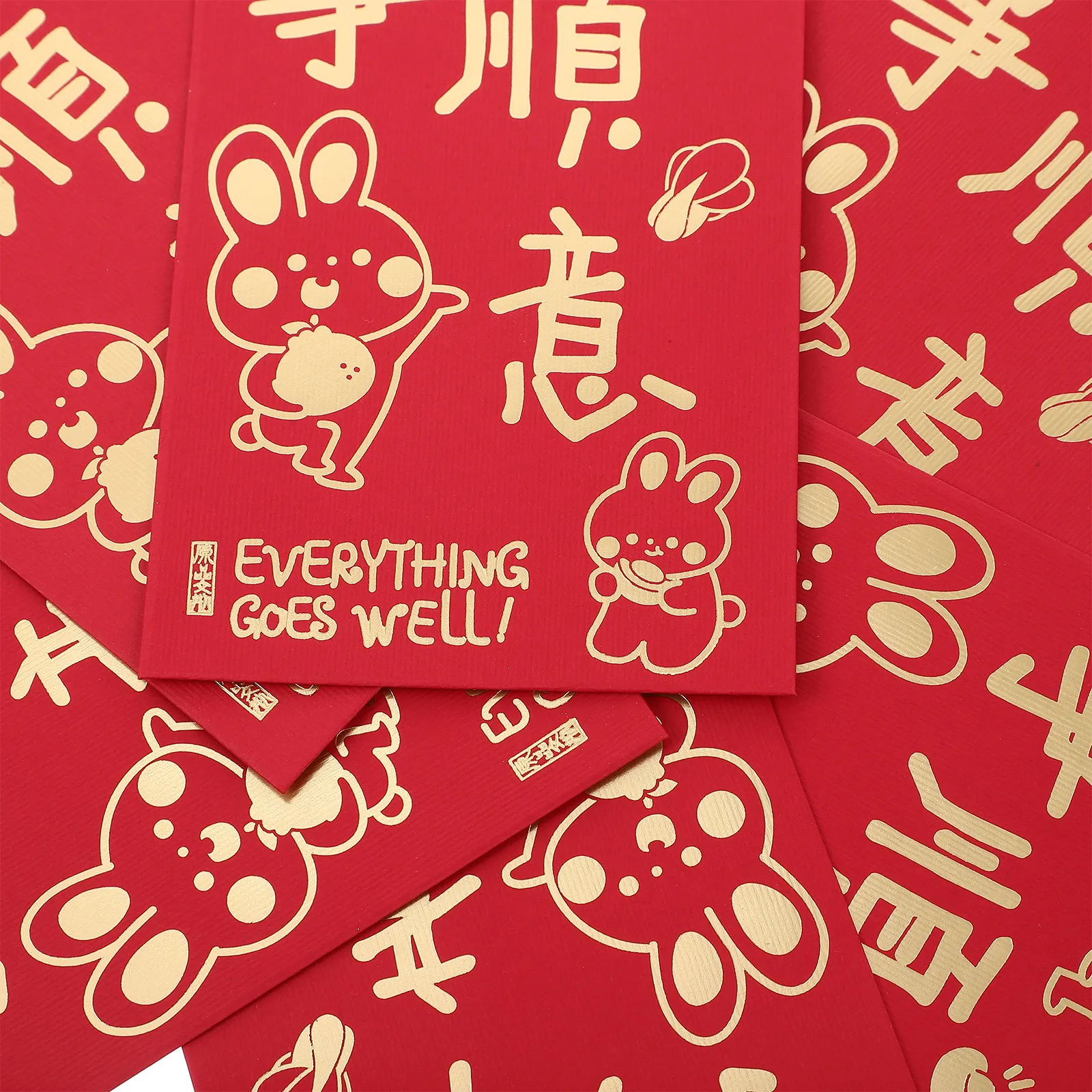 

6Pcs Sturdy Envelopes Rabbit Year 2023 Cartoon Pattern Chinese Spring Festival Money Storage Lovely Good Red