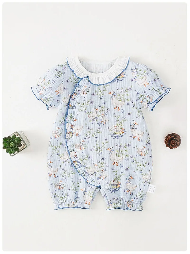 

Baby Short Sleeve Romper 2026 Soft Cotton Material Cute Baby Summer Clothes Easy To Wear Thin and Light Lovely Look