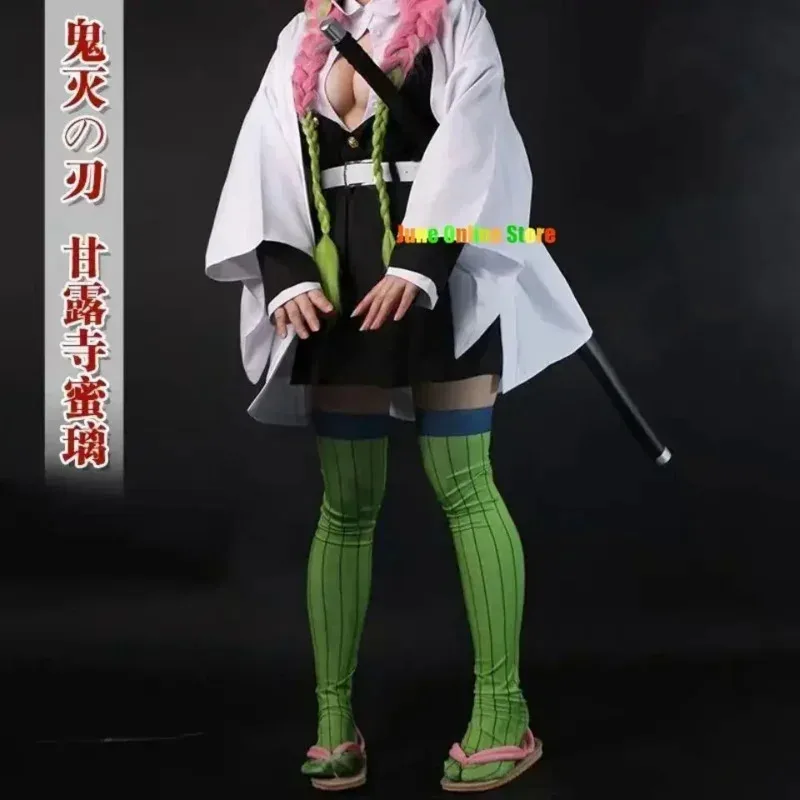 Una arena de osos Anime Demon Slayer Kimetsu No Yaiba Kimono Kanroji Mitsuri Cosplay disfraz Kisatsutai ropa Sexy W 2025 nuevo