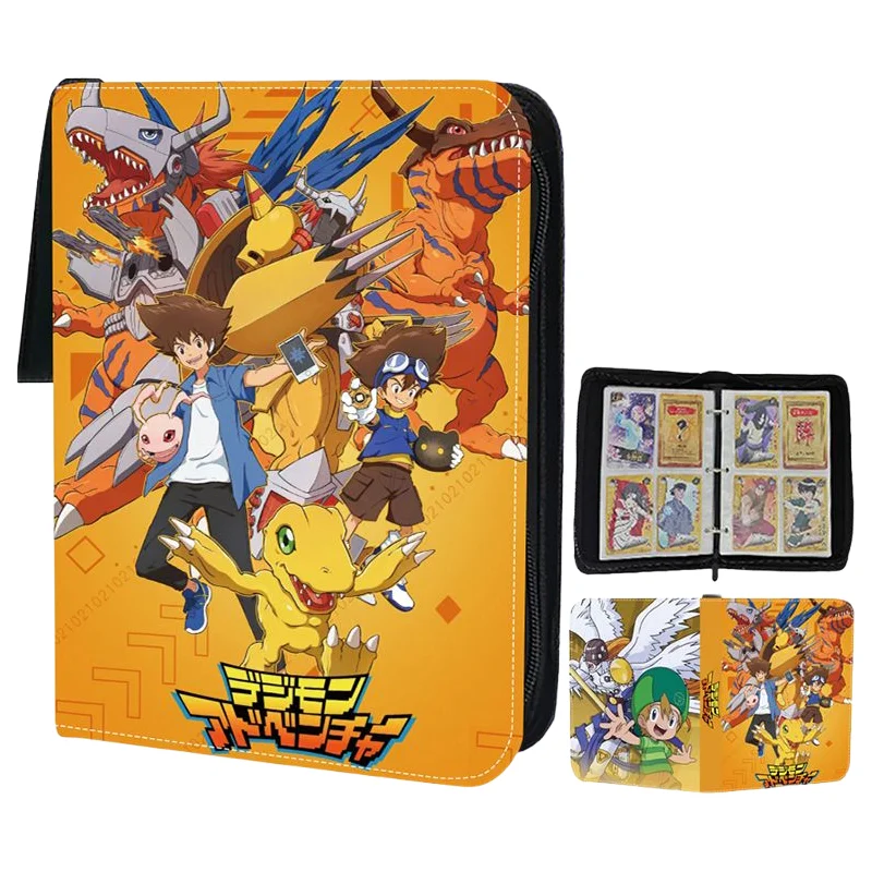 

New Digimon 400pcs Game Card Collection Hobby Binder Album Book Zipper Business Card Holder Children's Fun Toys Cartoon Gift