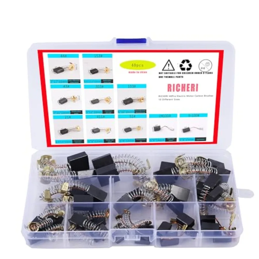 Pcs Electric Motor Carbon Brushes 10 Different Sizes for Replacement Repair Power Tool Part