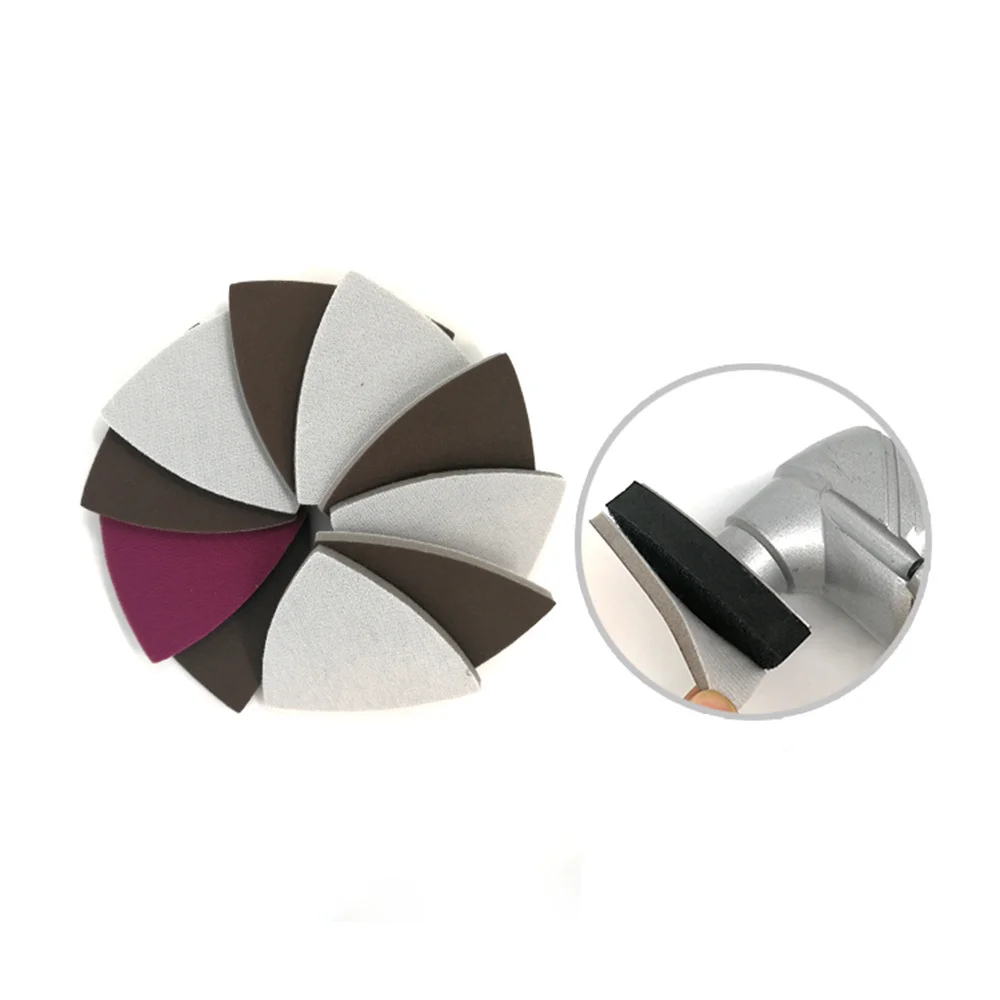 90*90*90มม.ฟองน้ำขัดสีแดงแผ่นสามเหลี่ยมกระดาษทราย Hook & Loop 300-2000 Grit Abrasive แผ่นขัดสำหรับไม้โลหะขัด
