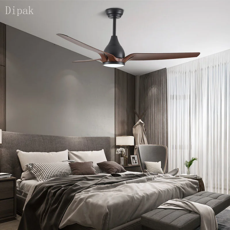 

2024 Straight leaf ceiling fan LED light 56 inch living room electric fan light, strong wind restaurant American retro fan light