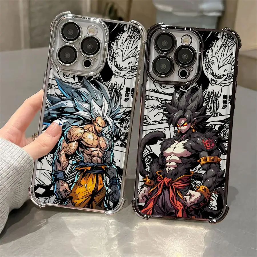 Plating Phone Case For Samsung S26 S25 S24 S23 S22 S21 FE Note20 Edge Plus Ultra 4G 5G Anti Fall Airbag Dragon Ball Cool Vegeta