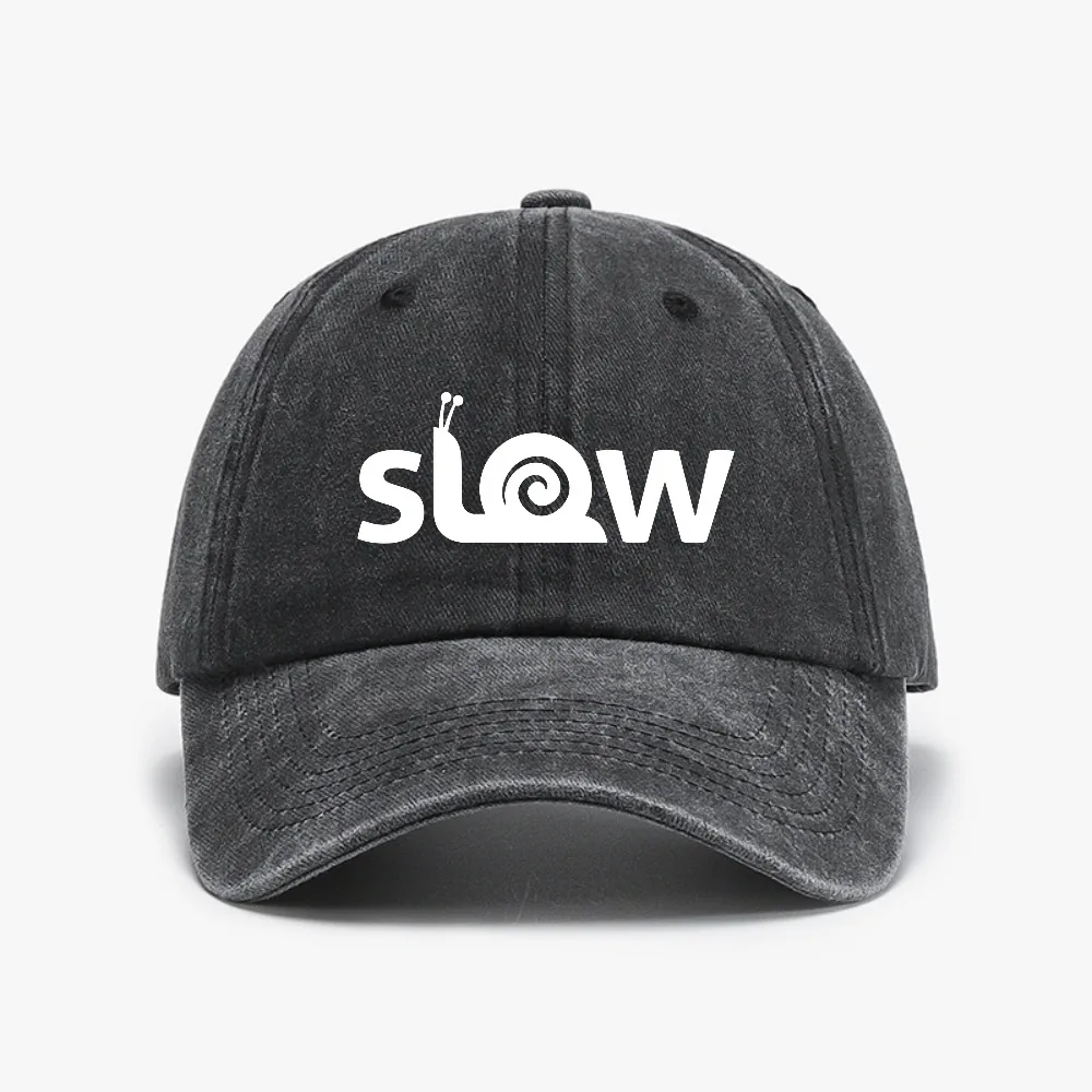 

snail Slow funny Sports Women Men's Adjustable Dad Hat Unisex Distressed Washed hats Baseball Cap
