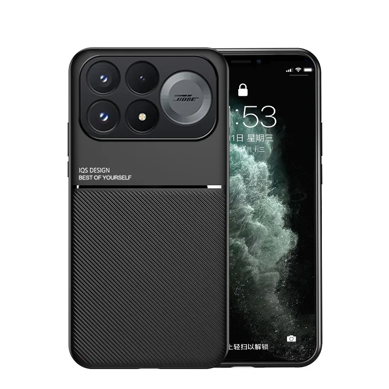 Weiche Leder-TPU-Rahmen-Handyhülle mit Linsenschutz für Xiaomi Poco F9 Pro Ultra F9Ultra F9Pro, mit magnetischer Autohalterung, Funda Coque