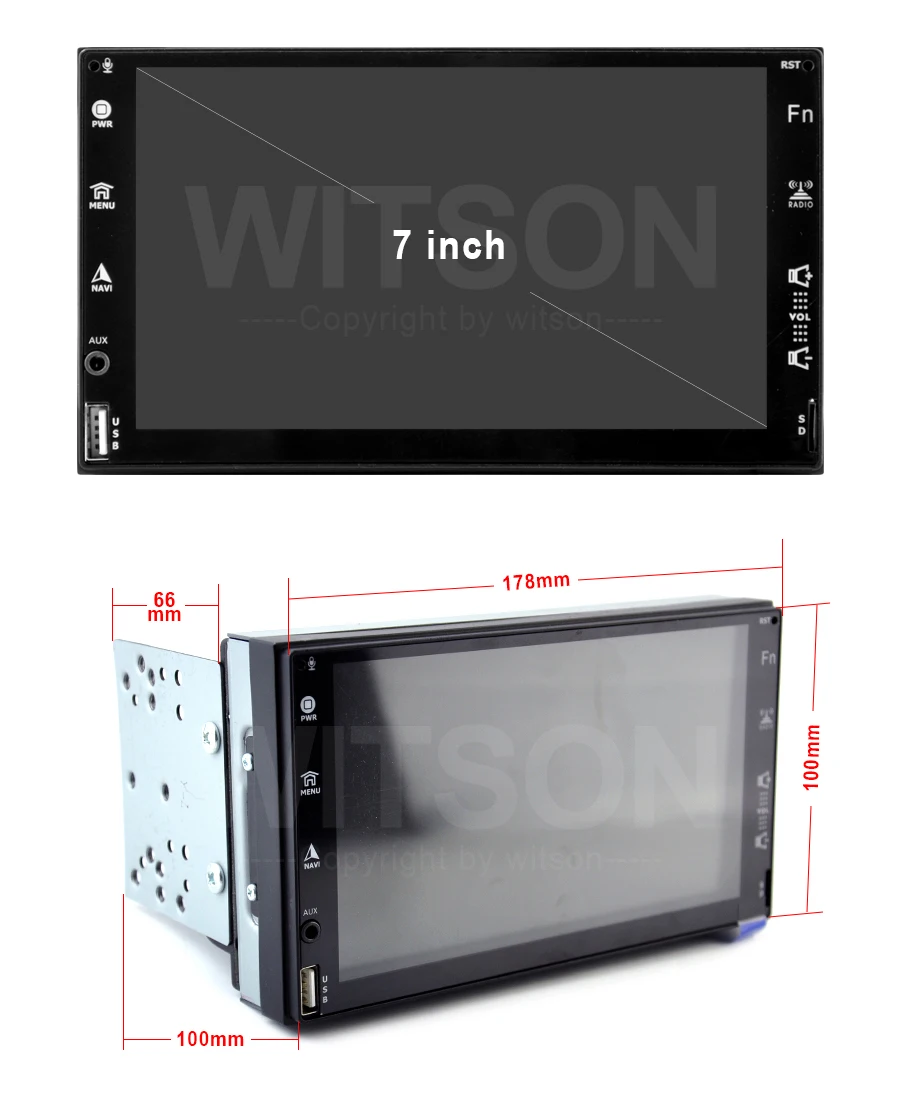 WITSON 7“ Android 13 OEM Multimedia CarPlay without DVD Deck Universal front panel size 178*100cm Car GPS Radio