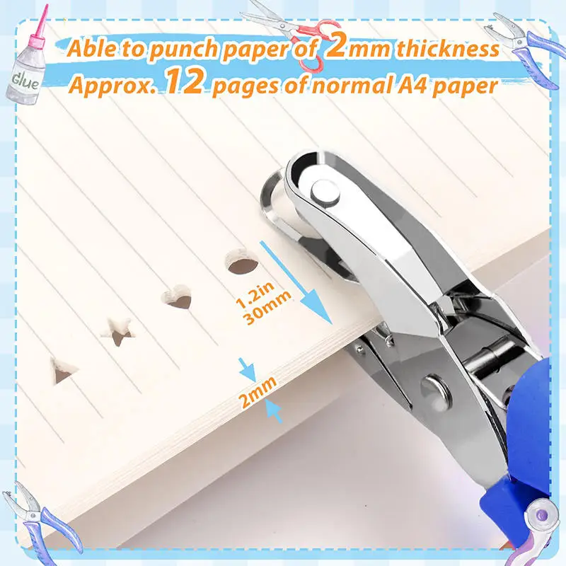 Cuore/Rotondo/Pentagramma/Triangolo/Quadrato Metallo FAI DA TE Foro Singolo Perforatrice Dispositivo di Goffratura Palmare Punzoni a Foglie Sciolte Taglierina di Carta